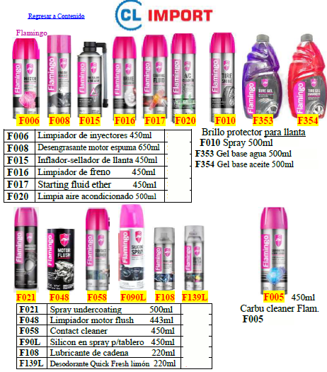 Página con imágenes de productos de la marca Flamingo