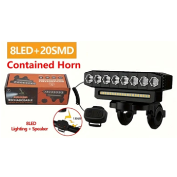 Barra de 8+20 leds blanco recargable para bicicleta 
