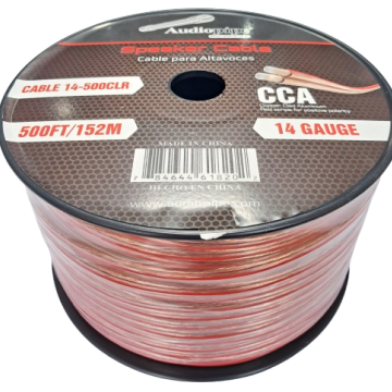 Cable de bocina 2 x #14 transparente 500 pies Audiopipe